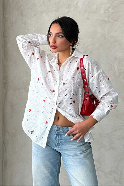 VERYMODA Embroidered Brode Shirt - Red |   F1912