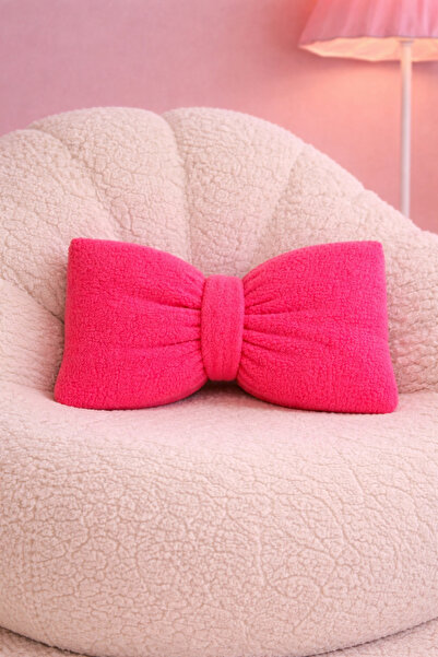 Cherry Bloom Cotton Plush Bow Pillow Pink Fuchsia 40 X 25