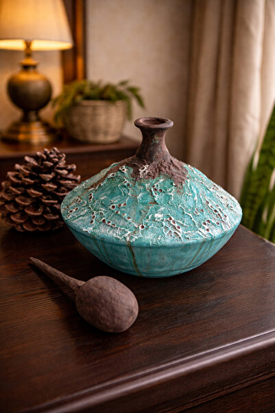 ASLI مزهرية سيراميك مرسومة يدويًا - 22 سم |   تصميم أنيق وأصيل