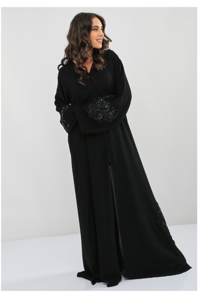 Bousni Modest Style Lace Embellished Abaya