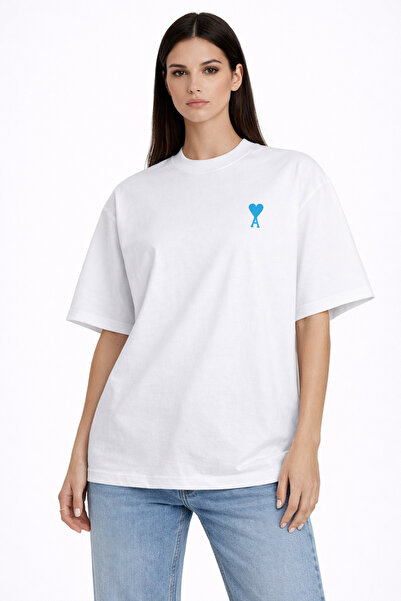 CAMBLYS Unisex Women's and Men's Heart Patterned Ami̇ Front Printed Oversized...