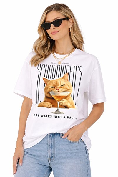 Lizbon Style Women's Oversize 100% Cotton T-Shirt Basic Comfortable Fit Cat P...