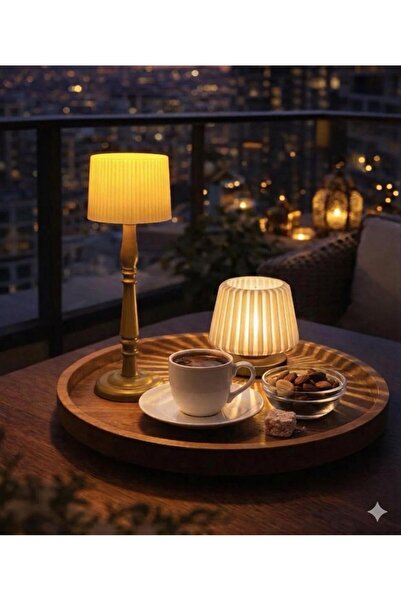 Razmo Mini Abajur ve Dekoratif Lambader Şamdan Ev Dekorasyonu Pilli Mum