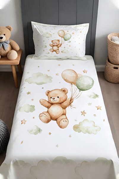 EVPANYA Flying Teddy Bear Patterned Bedspread and Pillowcase