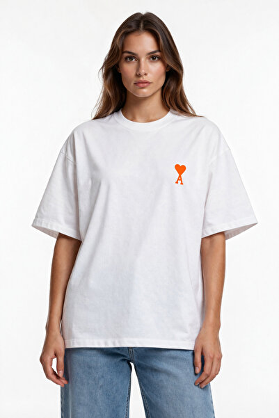 CAMBLYS Unisex Women's and Men's Heart Patterned Ami̇ Front Printed Oversized...