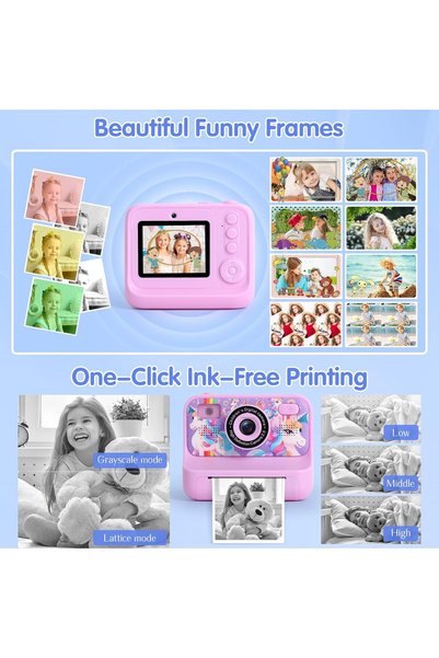 Generic Kids Camera Instant Print, 48MP Digital Camera for Kids with Inkless Printing, 32GB Card, 2.4" IPS Screen, 1080P Video, Selfie, Games – Camera Toys for Girls Ages 3-12