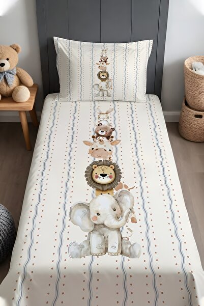 EVPANYA Cheerful Forest Friends Patterned Bedspread and Pillowcase