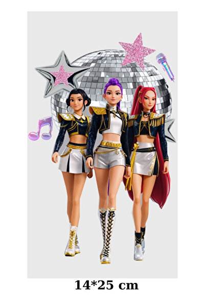 Menar Tasarım Ütü İle Yapışan Tekstil Dtf Transfer Baskı Huntrix Tasarımlı He...