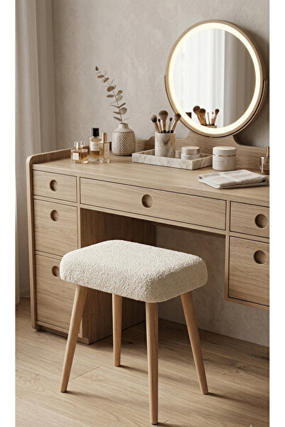 MervishDecor Ahşap Ayaklı Dekoratif Kare Puf Tabure Bench Koltuk Sandalye