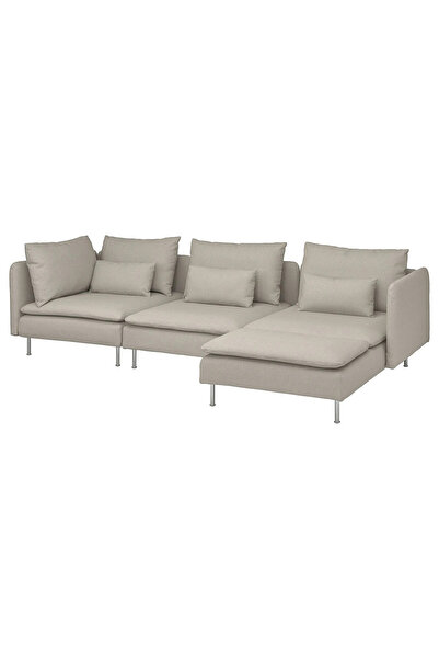 IKEA Bej Şık Kanepe - uzanma koltuklu 4'lü kanepe