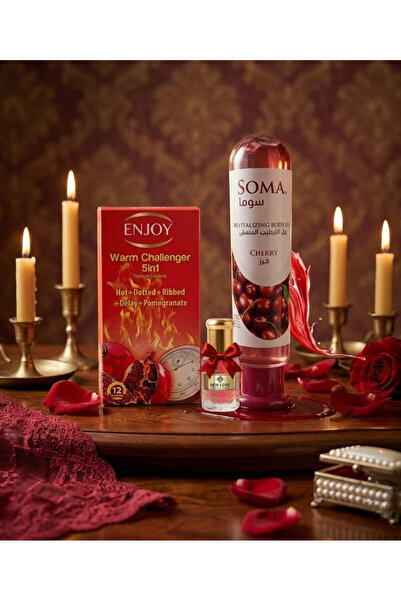 Soma واقي ذكري 12 قطعة مع جل الترطيب المنعش نكهة الكرز للرجل 120مل