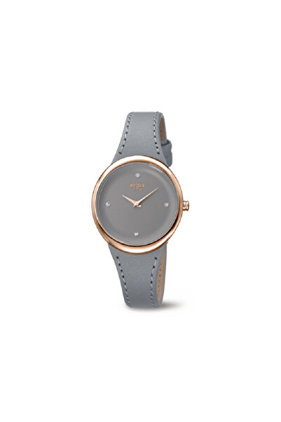 Boccia Boccia watch, Rose Gold titanium case, 32mm, gray genuine leather stra...