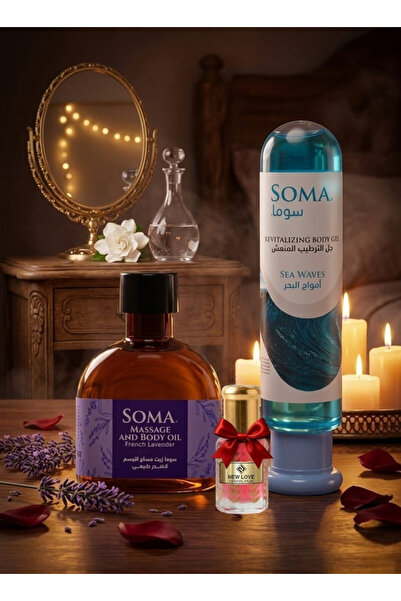 Soma جل الترطيب المنعش للرجل 120مل مع زيت مساج لافندر 170 مل