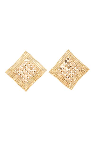 stravis أقراط شبكية ذهبية مربعة كبيرة الحجم