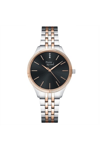 Pierre Ricaud Pierre Ricaud watch, two-tone stainless steel, 36mm case, black...