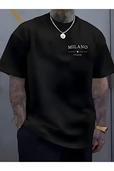 LİNA06 Loose Trendy T-Shirt for Men, Short-Sleeved, Versatile Summer Round Neck