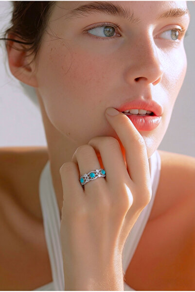 REBORN DESIGN Blue Stone Silver Color Vintage Ring