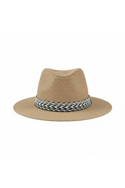 GİYU SHOP Pălărie de paie unisex cu detaliu cu dungi