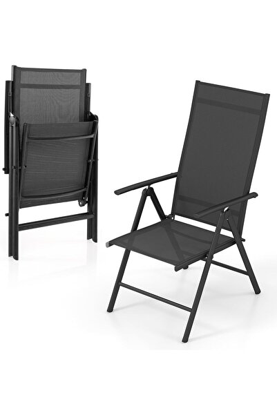 Giantex Scaune pliante de terasă, scaune de exterior cu spătar înalt, cu spăt...