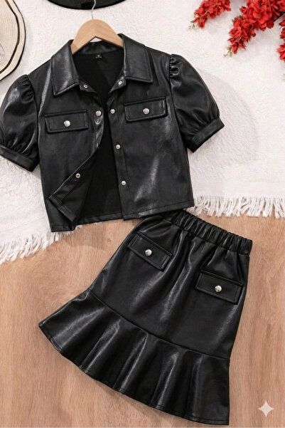 shop Suni deri kız çocuk 2 li kombin çıt çıt kapatmalı