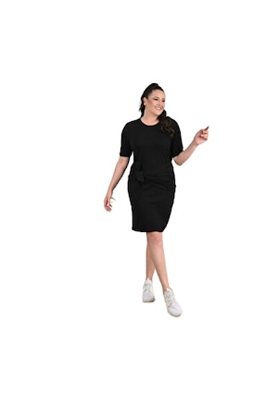 ADROM Dress, Elastic Material, Plus Size, Black, XL - 42