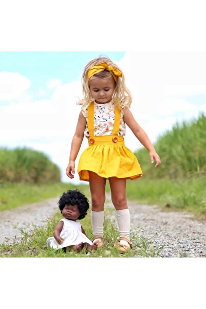 OEM Κίτρινη φούστα με τιράντες και οποιοδήποτε μπλουζάκι