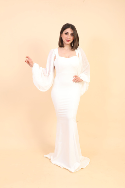 Stylish Fashion Stylish Fashion Turkish High-End Slim-Fit White Dress with Fl...