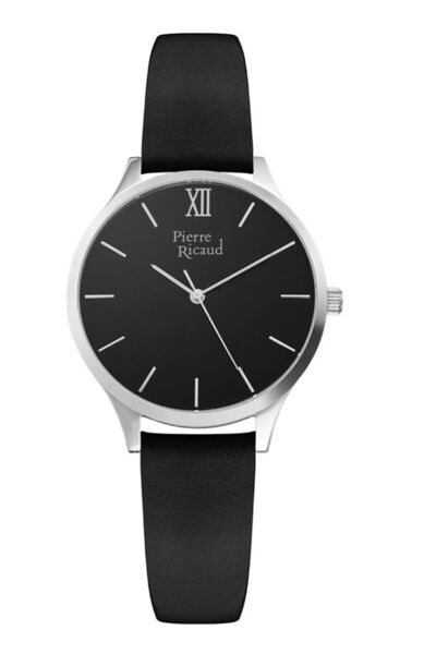 Pierre Ricaud Pierre Ricaud watch, silver stainless steel case, 37mm, black l...