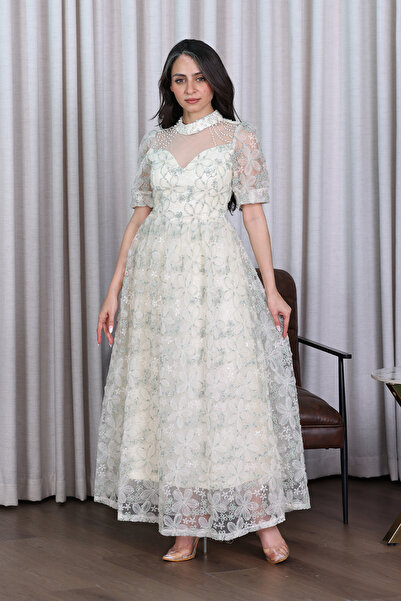 TREASUREISLAND Organza Ruffled Dress with Embellishments