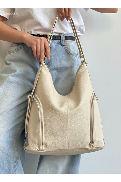 KIRASE New Quality Soft Leather Simple and Stylish Multi-Section Large Size B...