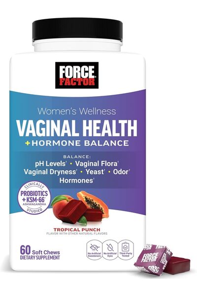 force factor بروبيوتيك لصحة المهبل وصحة المرأة، KSM66 إينوزيتول، 60 قطعة قابل...