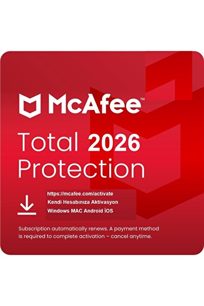 McAFEE Total Protection 2026 Full Koruma - 1 Cihaz 1 Yıl Resmi Site Kodu