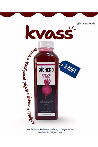 Bionero Foods Doğal Probiyotik Pancar Kvass 500 ml Pet Şişe 3 Adet