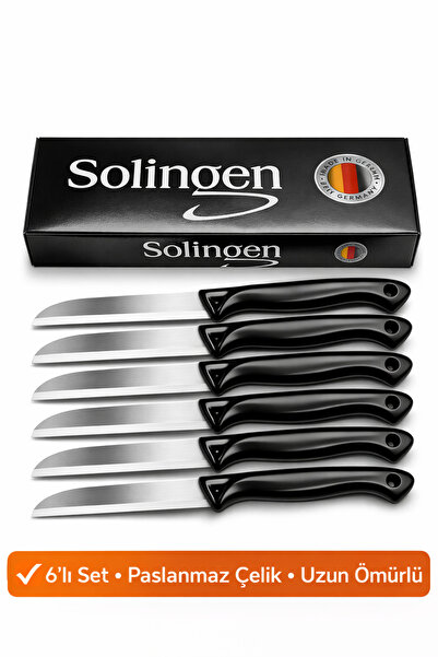 İLGİN HOME Solingen Simli Siyah 6'lı Tırtıklı Meyve Bıçağı