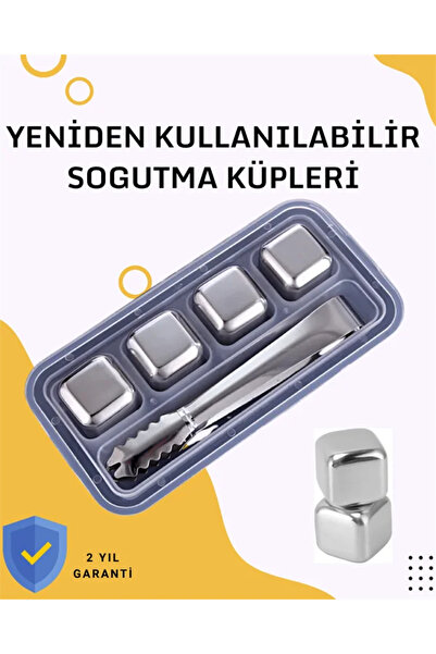 TeknoKapsül Stainless Metal Ice Cubes-Suitable for Multi-Purpose Use