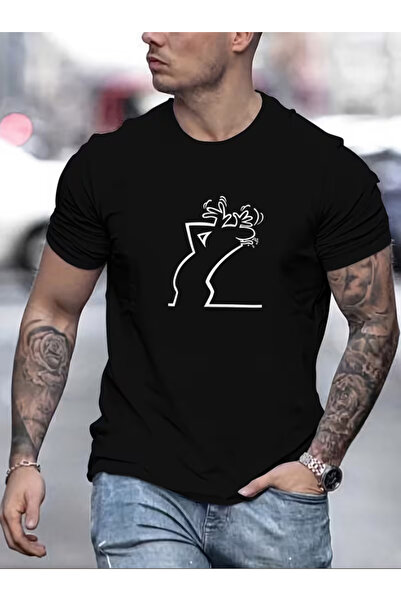 LİNA06 Men'S Slightly Patterned Summer Casual Crew Neck Short T-Shirt