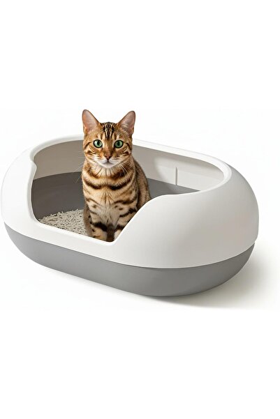 Beauenty Semi-Enclosed Cat Litter Box