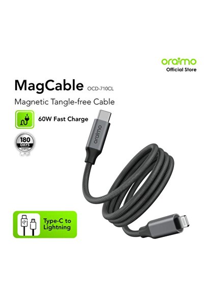 oraimo OCD-710CL MagCable 60W C to LGT CBL 3A 1M Black