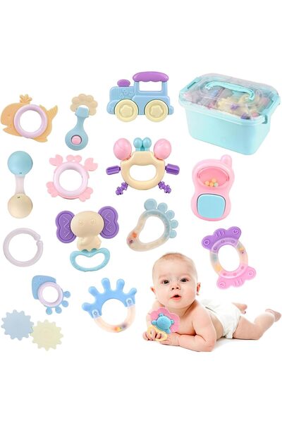 Beauenty Baby Teether Toy Rattle for Baby Toys 10+ Months Plus with Storage B...