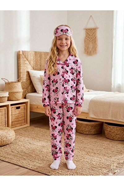 Enie Set de pijamale din bumbac cu model pentru fete, pentru 4 sezoane + band...