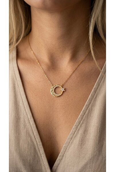 İNN JEWELLERY قلادة من الفولاذ 316L مقاومة للصدأ مع شكل مضاد للحساسية قمر ونج...