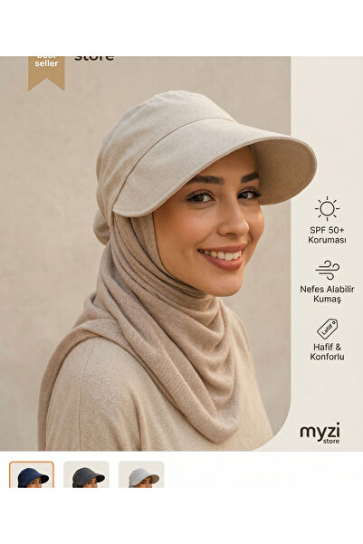 MYZİ STORE Women's Hijab Hat, Bonnet, Shawl, Visor, Sunshade, Tieable Headsca...