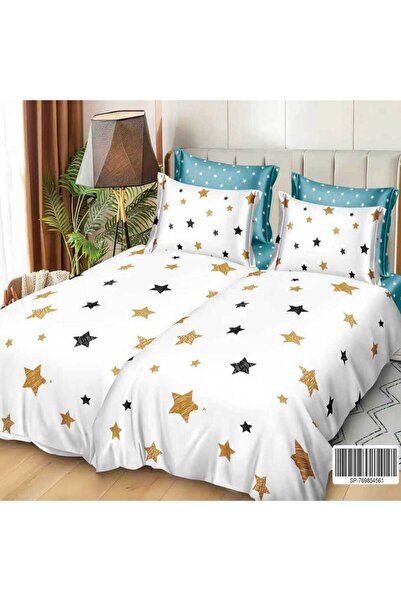 Patul Satin Cotton Linen with 2 Sides, Double Bed, Sulphur, 7 Pieces