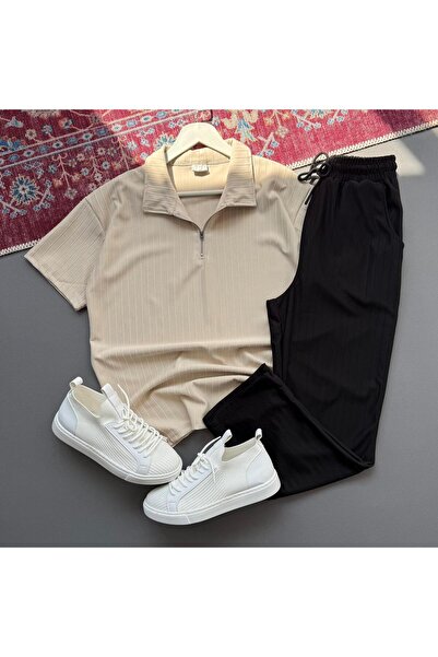 KONSEPT35 Men's Sahra Fabric Combination with Bottom and Top Zipper Fastening