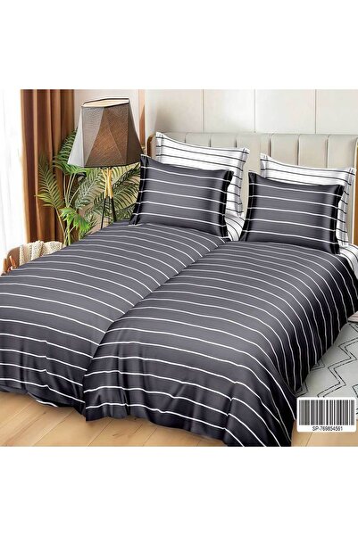 Patul Satin Cotton Linen with 2 Sides, Double Bed, Sulphur, 7 Pieces