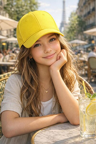 FELLMENS Șapcă ajustabilă din bumbac galben neon pentru fete