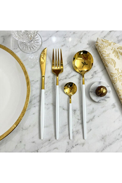 GENERIC4 Luxury Customizable Stainless Steel Cutlery Set in White and Gold