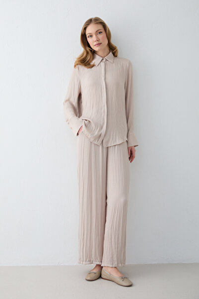 Melike Tatar Modal Satin Shirt Set 32-2738