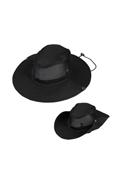 moda nokta Summer Foldable Tie-Up Mesh Fisherman Hunter Safari Trilby Hat