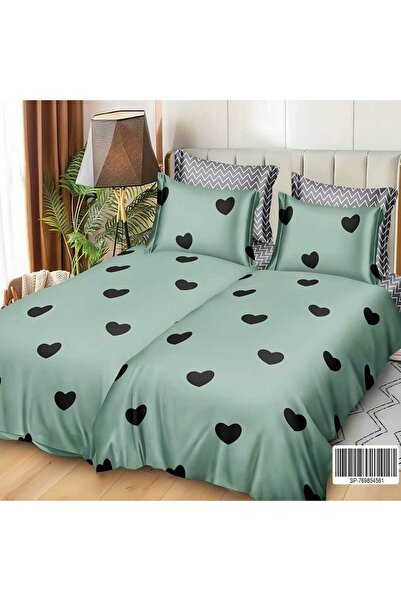 Patul Satin Cotton Linen with 2 Sides, Double Bed, Sulphur, 7 Pieces